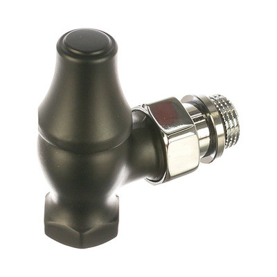 Угловой запорный клапан для радиатора SR Rubinetterie Ретро 1/2 черный матовый (запорный)