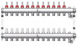 Коллектор Wester 1&quot;-3/4 в сборе с расходомерами на 12 выходов (сталь нержавеющая)