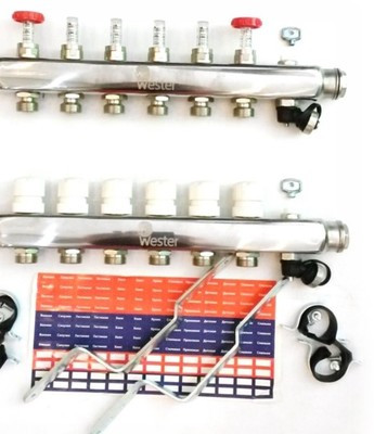 Коллектор Wester 1&quot;-3/4 в сборе с расходомерами на 12 выходов (сталь нержавеющая)