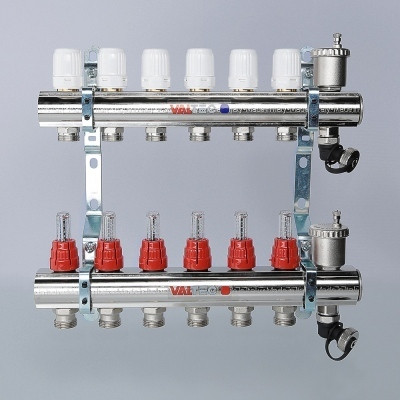 Для отопления VALTEC 1&quot;х12 вых. Евроконус 3/4&quot;с расходомерами в сборе