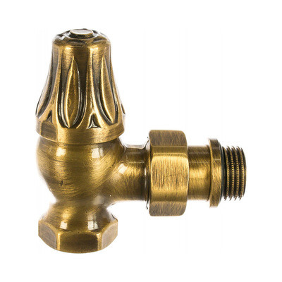 Угловой запорный клапан для радиатора SR Rubinetterie Ретро 1/2 бронза (запорный)