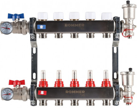Для отопления Rommer 1&quot;/3/4&quot;x5 с расходомерами (RMS-1210-000005)