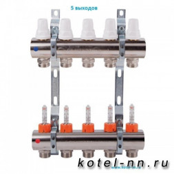 Коллекторная группа с расходомерами General fitings 1&quot;х 3/4&quot; на 5 выходов