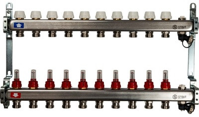 Коллектор с запорными клапанами STOUT SMS-0927-000010