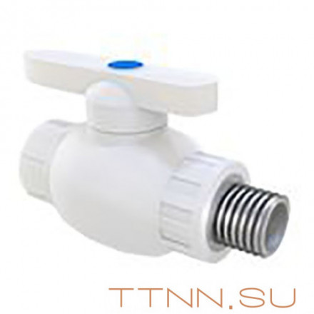 Кран РосТурПласт шаровой полнопроходной с наруж. резьбой на выходе  25х3/4&quot; арт.21517
