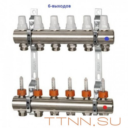 Коллекторная группа с расходомерами ICMA 1&quot;х3/4&quot; на 6 выходов
