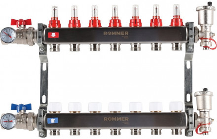 Для отопления Rommer 1&quot;/3/4&quot;x7 с расходомерами (RMS-1210-000007)