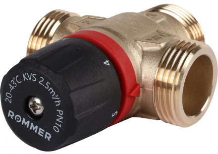 Смесительный клапан Rommer 1&quot; НР 20-43°С KV 2,5 (RVM-0231-254325) боковое смешивание