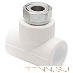 Тройник РосТурПласт с накидной гайкой на метал. штуцере 20х3/4&quot;х20 арт.14270