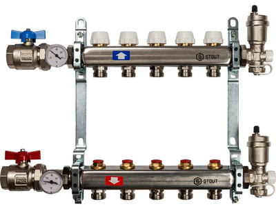 Коллектор с запорными клапанами STOUT SMS 0912 000005