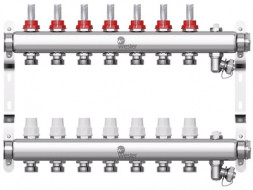 Коллектор Wester 1&quot;-3/4 в сборе с расходомерами на 7 выходов (сталь нержавеющая)