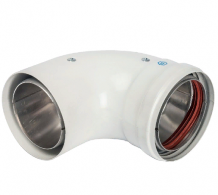 Отвод STOUT 90° DN80 для раздельного дымохода утепленный