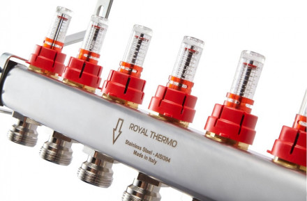 Для отопления Royal Thermo 1&quot; ВР-3/4&quot; НР, 5 выходов с расходомерами, нерж. (RTE 52.105)