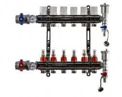 Коллекторная группа TIM 6 выходов KA006 с кранами и расходомерами латунь