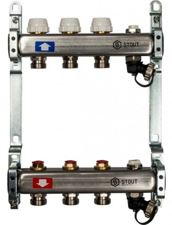 Коллектор с запорными клапанами STOUT SMS-0932-000003