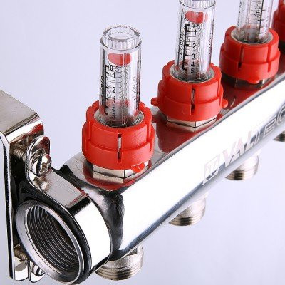 Коллекторный блок со встроенными расходомерами Valtec VTc.589.EMNX.0608 1&quot;, 8 x 3/4&quot; евроконус