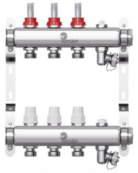 Коллектор Wester 1&quot;-3/4 в сборе с расходомерами на 3 выхода (сталь нержавеющая)