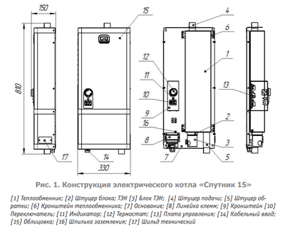 Электрический котел Теплодар СПУТНИК-15 белый