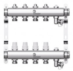 Коллектор нерж. Wester 1&quot;-3/4 в сборе на 4 выхода с 2 заглушками