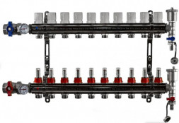 Коллекторная группа TIM 10 выходов KA010 с кранами и расходомерами латунь
