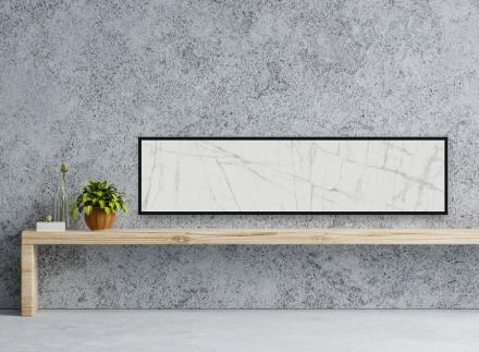 Отопительная панель STOUT WHITE STONE SCT 120*30 белый гранит / черный корпус