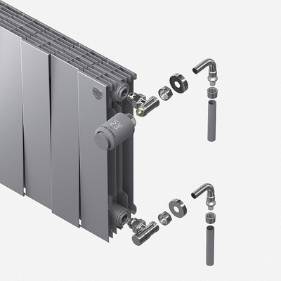 Набор термостатический Royal Thermo DESIGN PRO угловой М30х1,5 1/2&quot; (Хром полированный)