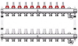 Коллектор Wester 1&quot;-3/4 в сборе с расходомерами на 10 выходов (сталь нержавеющая)