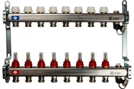 Коллектор с запорными клапанами STOUT SMS-0927-000008