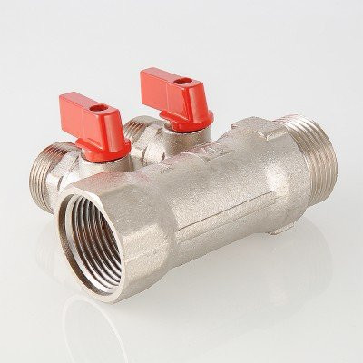 Коллектор с отсекающими кранами Valtec 1&quot;х2 выхода Евроконус 3/4 VTc.580.NE.0602