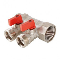 Коллектор с отсекающими кранами Valtec 1&quot;х3 выхода Евроконус 3/4 VTc.580.NE.0603